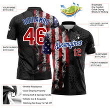 Load image into Gallery viewer, Custom Black Red-Royal 3D Pattern Design Golf Ball American Flag Performance Golf Polo Shirt