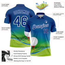 Load image into Gallery viewer, Custom Royal White 3D Pattern Design Golf Ball Performance Golf Polo Shirt