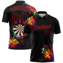 Load image into Gallery viewer, Custom Black Red 3D Pattern Design Dart Board Performance Golf Polo Shirt