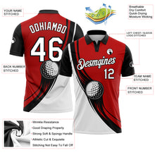 Load image into Gallery viewer, Custom Red White-Black 3D Pattern Design Golf Ball Performance Golf Polo Shirt