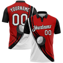 Load image into Gallery viewer, Custom Red White-Black 3D Pattern Design Golf Ball Performance Golf Polo Shirt