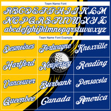 Load image into Gallery viewer, Custom Yellow White Royal-Black 3D Pattern Design Golf Ball Performance Golf Polo Shirt