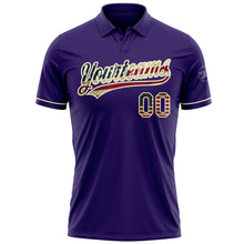 Load image into Gallery viewer, Custom Purple Vintage USA Flag-Cream Performance Vapor Golf Polo Shirt