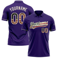 Load image into Gallery viewer, Custom Purple Vintage USA Flag-Cream Performance Vapor Golf Polo Shirt