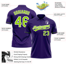 Load image into Gallery viewer, Custom Purple Neon Green-White Performance Vapor Golf Polo Shirt
