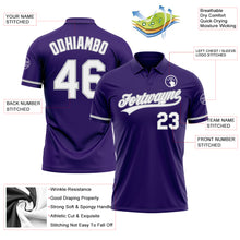 Load image into Gallery viewer, Custom Purple White-Gray Performance Vapor Golf Polo Shirt