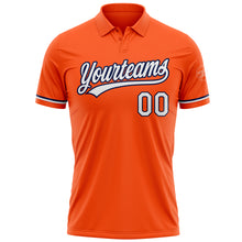 Load image into Gallery viewer, Custom Orange White-Navy Performance Vapor Golf Polo Shirt