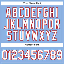 Load image into Gallery viewer, Custom Light Blue White-Red Performance Vapor Golf Polo Shirt