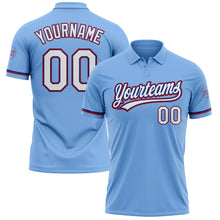 Load image into Gallery viewer, Custom Light Blue White Royal-Red Performance Vapor Golf Polo Shirt