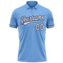 Load image into Gallery viewer, Custom Light Blue White-Navy Performance Vapor Golf Polo Shirt