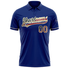 Load image into Gallery viewer, Custom Royal Vintage USA Flag-Cream Performance Vapor Golf Polo Shirt