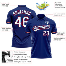 Load image into Gallery viewer, Custom Royal White-Red Performance Vapor Golf Polo Shirt