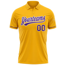 Load image into Gallery viewer, Custom Gold Purple-White Performance Vapor Golf Polo Shirt