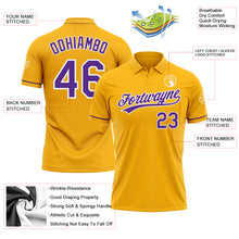 Load image into Gallery viewer, Custom Gold Purple-White Performance Vapor Golf Polo Shirt