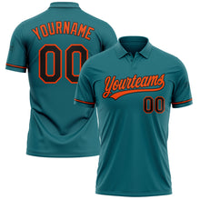 Load image into Gallery viewer, Custom Teal Black-Orange Performance Vapor Golf Polo Shirt