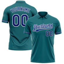 Load image into Gallery viewer, Custom Teal Royal-White Performance Vapor Golf Polo Shirt