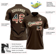 Load image into Gallery viewer, Custom Brown Vintage USA Flag-Cream Performance Vapor Golf Polo Shirt
