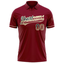 Load image into Gallery viewer, Custom Crimson Vintage USA Flag-Cream Performance Vapor Golf Polo Shirt