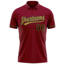 Load image into Gallery viewer, Custom Crimson Black-Old Gold Performance Vapor Golf Polo Shirt