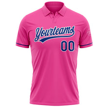 Load image into Gallery viewer, Custom Pink Royal-White Performance Vapor Golf Polo Shirt