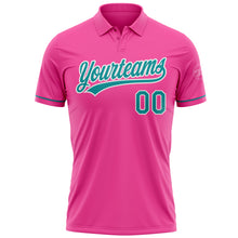 Load image into Gallery viewer, Custom Pink Teal-White Performance Vapor Golf Polo Shirt