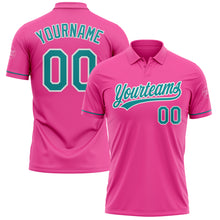 Load image into Gallery viewer, Custom Pink Teal-White Performance Vapor Golf Polo Shirt