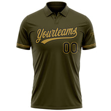 Load image into Gallery viewer, Custom Olive Black-Old Gold Performance Vapor Salute To Service Golf Polo Shirt