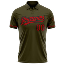 Load image into Gallery viewer, Custom Olive Red-Black Performance Vapor Salute To Service Golf Polo Shirt