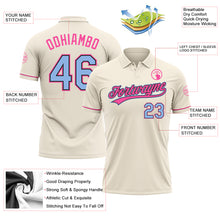 Load image into Gallery viewer, Custom Cream Light Blue Black-Pink Performance Vapor Golf Polo Shirt