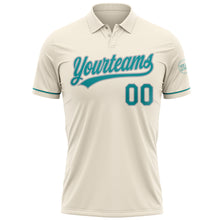 Load image into Gallery viewer, Custom Cream Teal-Gray Performance Vapor Golf Polo Shirt