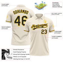 Load image into Gallery viewer, Custom Cream Black-Yellow Performance Vapor Golf Polo Shirt