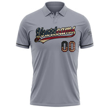 Load image into Gallery viewer, Custom Gray Vintage USA Flag-Black Performance Vapor Golf Polo Shirt