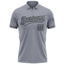 Load image into Gallery viewer, Custom Gray Black Performance Vapor Golf Polo Shirt