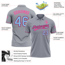 Load image into Gallery viewer, Custom Gray Light Blue Black-Pink Performance Vapor Golf Polo Shirt