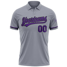 Load image into Gallery viewer, Custom Gray Purple-Black Performance Vapor Golf Polo Shirt