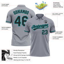 Load image into Gallery viewer, Custom Gray Black-Teal Performance Vapor Golf Polo Shirt