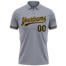 Load image into Gallery viewer, Custom Gray Black-Old Gold Performance Vapor Golf Polo Shirt