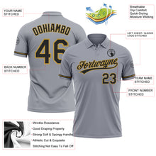 Load image into Gallery viewer, Custom Gray Black-Old Gold Performance Vapor Golf Polo Shirt