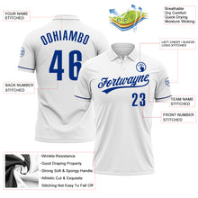 Load image into Gallery viewer, Custom White Royal Performance Vapor Golf Polo Shirt