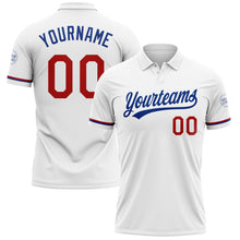 Load image into Gallery viewer, Custom White Red-Royal Performance Vapor Golf Polo Shirt