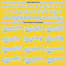 Load image into Gallery viewer, Custom Yellow Light Blue-White Performance Vapor Golf Polo Shirt