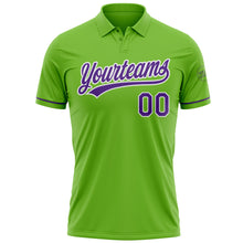 Load image into Gallery viewer, Custom Neon Green Purple-White Performance Vapor Golf Polo Shirt