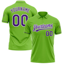 Load image into Gallery viewer, Custom Neon Green Purple-White Performance Vapor Golf Polo Shirt
