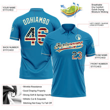 Load image into Gallery viewer, Custom Panther Blue Vintage USA Flag-Cream Performance Vapor Golf Polo Shirt