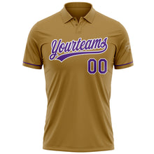 Load image into Gallery viewer, Custom Old Gold Purple-White Performance Vapor Golf Polo Shirt