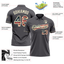 Load image into Gallery viewer, Custom Steel Gray Vintage USA Flag-Cream Performance Vapor Golf Polo Shirt