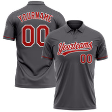 Load image into Gallery viewer, Custom Steel Gray Red-White Performance Vapor Golf Polo Shirt