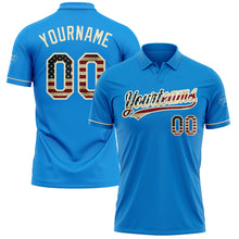 Load image into Gallery viewer, Custom Blue Vintage USA Flag-Cream Performance Vapor Golf Polo Shirt