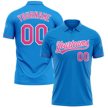 Load image into Gallery viewer, Custom Blue Pink-White Performance Vapor Golf Polo Shirt