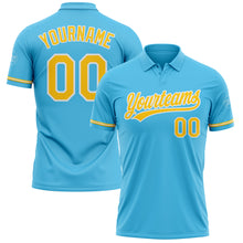 Load image into Gallery viewer, Custom Sky Blue Yellow-White Performance Vapor Golf Polo Shirt